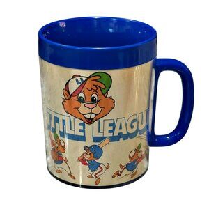 Vintage Little League Baseball Thermo Serv Coffee Mug Plastic 1980s Made in USA
